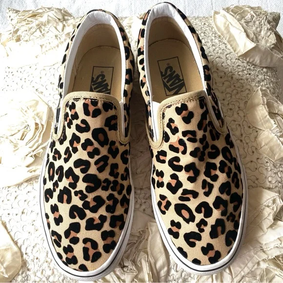 Vans Leopard Print Slip On Black Tan Casual Classic Slip On Shoes Size 9 - Picture 15 of 16